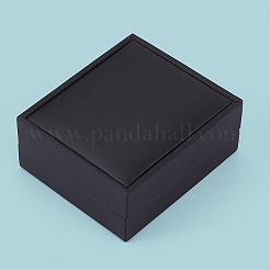 PUレザージュエリーペンダント収納ボックス  長方形  ブラック  8.45x7.4x3.8cm&nbsp;CON-WH20010-02E