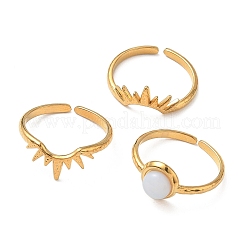 304 Stainless Steel & Resin Cuff Open Rings Sets for Women&nbsp;RJEW-F209-02G