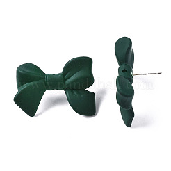 Spray Painted CCB Plastic Bowknot Stud Earring Findings&nbsp;CCB-Q091-07D