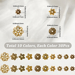 300Pcs 10 Styles Tibetan Style Alloy Bead Caps&nbsp;TIBE-SP0001-24