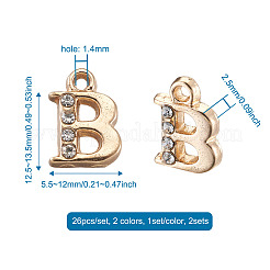 2 Sets 2 Colors Alloy Rhinestone Charms&nbsp;ALRI-FW0001-01