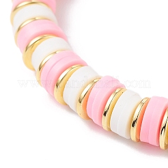 Synthetic Hematite & Polymer Clay Heishi Beads Stretch Bracelet&nbsp;BJEW-JB07226-04