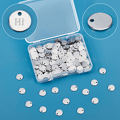 304ステンレススチールチャーム  フラットラウンド  空白タグチャームのスタンプ  ステンレス鋼色  8x0.8mm  穴：1mm  200個/箱&nbsp;STAS-UN0052-29