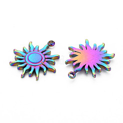 ステンレスペンダント201個  太陽  虹色  18.5x16x2mm  穴：1.4mm&nbsp;STAS-S119-029