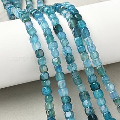 天然の龍脈瑪瑙（染色・加熱）ビーズ連売り  キューブ  空色  5~6x5~6x5~6mm  穴：0.8mm  約62~66個/連  14.57~14.96''（37~38センチメートル）&nbsp;G-G177-E15-03