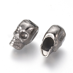 合金ヨーロピアンビーズ  大穴ビーズ  スカル  ガンメタ色  11.5x7x9.5mm  穴：4mm&nbsp;PALLOY-I175-24B