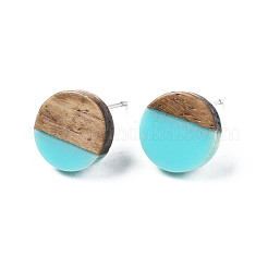 Opaque Resin & Walnut Wood Stud Earrings&nbsp;EJEW-N017-008-B07