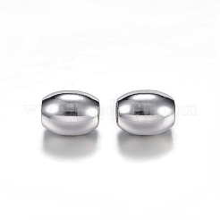 201ステンレススチールヨーロピアンビーズ  ステンレス鋼色  8x10mm  穴：4mm&nbsp;STAS-N0014-69P