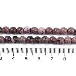 ファイヤーアゲートクラックルビーズ連売り  染め＆加熱  ラウンド  多面カット  ロージーブラウン  5.5~6mm  穴：1mm  約66個/連  14.37''~14.57''（36.5~37センチメートル）&nbsp;G-C082-A01-35