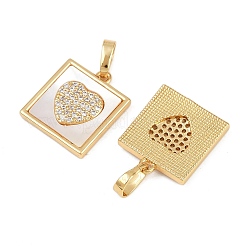 Brass Micro Pave Clear Cubic Zirconia Pendants&nbsp;KK-C109-07B-G