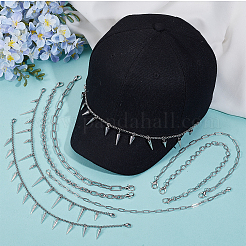 8Pcs 8 Styles Punk Style 304 Stainless Steel Rolo Chains & Alloy Cap Chain&nbsp;HJEW-SC0002-43