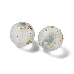 つや消し透明なアクリルビーズ  ラウンド  金箔とグリッター付き  グラデーションカラー  ダークシアン  6x5.5mm  穴：1.8mm&nbsp;X1-OACR-F013-12F