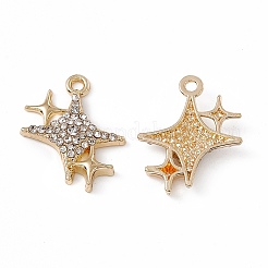 合金クリスタルラインストーンペンダント  星のチャーム  ゴールドカラー  20x15x3mm  穴：1.6mm&nbsp;ALRI-K049-05G