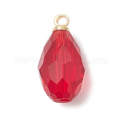 ガラスチャーム  ティアドロップ  真鍮のループを有します  ゴールドカラー  多面カット  ミックスカラー  14.5x8mm  穴：1.6mm&nbsp;PALLOY-JF04780