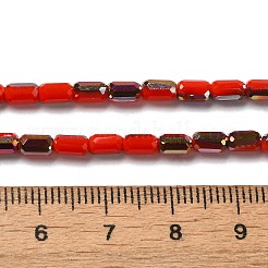 電気メッキガラスビーズセット  多面カット  ABカラー  コラム  レッド  3x5mm  穴：1mm  約79個/連  16.5インチ（42cm）&nbsp;EGLA-D031-01-26