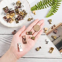 チベットスタイルスナップロックの留め金  長方形  アンティークブロンズ & アンティークシルバー & レッドコッパー & アンティークゴールド  22x12x6mm  穴：3x10mm  32セット /箱&nbsp;PALLOY-PH0005-85