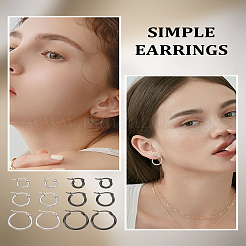 6 Pairs 6 Style Stainless Steel Ring Hoop Earrings for Women&nbsp;EJEW-LP0001-41