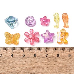 プラスチックビーズ  混合図形  ABカラーメッキ  ミックスカラー  6~15x5~17x3.5~9mm  穴：2~3mm  約1665個/500g&nbsp;KY-Z003-23