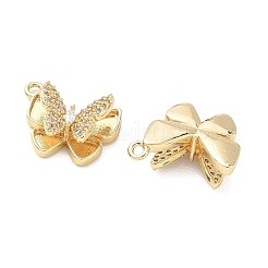 Brass Micro Pave Clear Cubic Zirconia Charms&nbsp;KK-C259-18G
