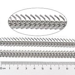 304ステンレススチールフィッシュボーンチェーン  溶接されていない  スプールで  ステンレス鋼色  3x11.5mm&nbsp;STAS-NH0001-03P