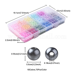1350Pcs 18 Style Spray Painted ABS Plastic Imitation Pearl Beads&nbsp;OACR-YW0001-35A
