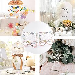 鉄の場所のカードホルダー  家庭の誕生日パーティーの結婚式の装飾のため  ローズゴールド  64~74x57.5x27mm&nbsp;LS-ODIS-WH0011-13RG