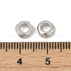 真鍮製スペーサービーズ  ナゲット  プラチナメッキ  6x6.5x2.5mm  穴：3.4mm&nbsp;KK-D375-22P