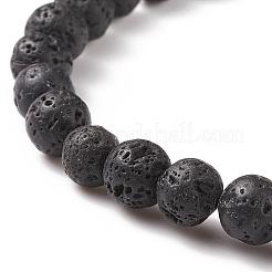 Natural Lava Rock & Gemstone Beaded Stretch Bracelet&nbsp;BJEW-JB08531
