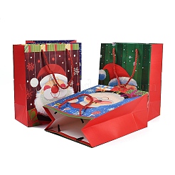 クリスマス ペーパー サンタクロース プリント トートバッグ  ギフト収納用品  長方形  レッド  18x10x23cm&nbsp;ABAG-P015-01C