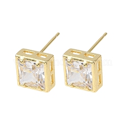 Brass Micro Pave Clear Cubic Zirconia Stud Earrings&nbsp;EJEW-C174-02B-G