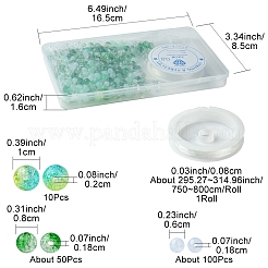 DIY 丸型アクリルビーズブレスレット作成キット  グリーン  6~10x0.8~10mm  穴：1.4~2mm.&nbsp;DIY-FS0007-02D