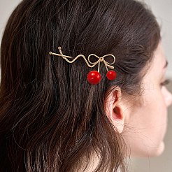 合金とプラスチックのヘアピン8色2個  チェリー  ミックスカラー  34~60.5x19~72x16~17mm  4個/カラー&nbsp;PHAR-HY0001-05