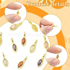 10Pcs 5 Colors Horse Eye Brass Micro Pave Cubic Zirconia Charms&nbsp;KK-FS0002-13A