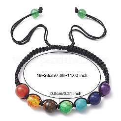 Round Natural Mixed Gemstone Braided Bead Bracelet&nbsp;BJEW-YW0001-11