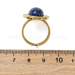 Oval Natural Lapis Lazuli Finger Rings&nbsp;RJEW-M063-01G-17