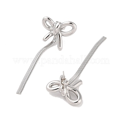 変色しない304ステンレススチール製スタッドピアス（女性用）  蝶結び  ステンレス鋼色  55x20mm&nbsp;EJEW-Z049-04P