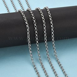 変色しにくい304ステンレススチールのローロチェーン  ベルチャーチェーン  溶接されていない  スプールで  ステンレス鋼色  4x4x1.5mm  約82.02フィート（25m）/ロール&nbsp;STAS-O076-16
