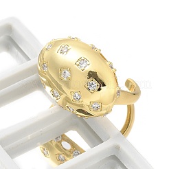 Brass Micro Pave Clear Cubic Zirconia Cuff Rings&nbsp;RJEW-M029-04G