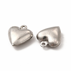 変色しない304ステンレススチールペンダント  ハートチャーム  ステンレス鋼色  15.8x13.5x5mm  穴：1.4mm&nbsp;STAS-F289-06P