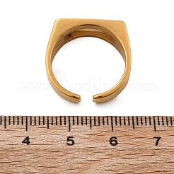 304ステンレススチールカフリング  シェルと  長方形  18KGP本金メッキ  矩形：17.5x8mm  調整可能&nbsp;RJEW-Q011-04G-A