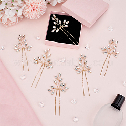 6Pcs Alloy Rhinestone Hair Sticks for Women&nbsp;OHAR-FG0001-08KCG