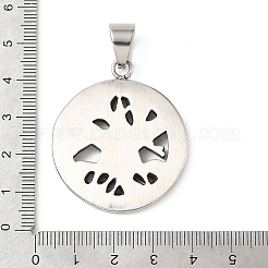 304ステンレスペンダント  木とルーンのチャームが付いた丸い指輪  アンティークシルバー  41.5x35x4mm  穴：9x6mm&nbsp;STAS-F363-08A-AS