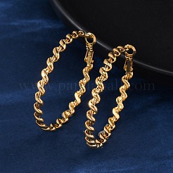 304ステンレススチールフープピアス  ダブルツイスト  18KGP本金メッキ  43x4.5mm&nbsp;EJEW-S250-04A-G
