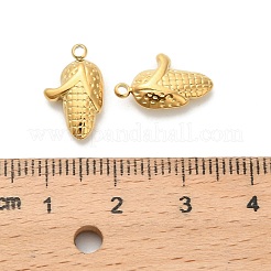 304ステンレススチールチャーム  イオンプレーティング（ip）  18KGP本金メッキ  トウモロコシ  14.5x9x3.5mm  穴：1.5mm&nbsp;STAS-K306-59B-G