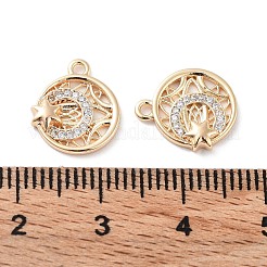 Brass Micro Pave Clear Cubic Zirconia Charms&nbsp;KK-F871-44G