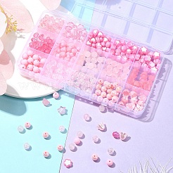 DIY アクリルビーズ ジュエリー作り ファインディングキット  パールピンク  7~10x8~11x3~7mm  穴：1.4~2mm&nbsp;DIY-YW0009-81A