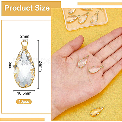10Pcs Brass Glass Pendants&nbsp;KK-BC0001-93