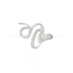 Non-Tarnish 304 Stainless Steel Snake Wide Open Cuff Ring for Women&nbsp;RJEW-S405-160P