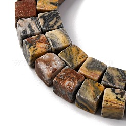 天然な地図の石のビードの繊維  キューブ  きいろ  8~9x8~9x8~9mm  穴：1.2mm  約46個/連  15.31''（38.9センチメートル）&nbsp;X-G-T139-8x8-45B
