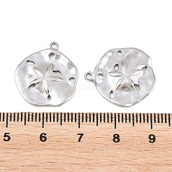 304ステンレスペンダント  花のチャームが付いた円形  切り取る  ステンレス鋼色  20x18x2mm  穴：1.2mm&nbsp;STAS-L317-32P